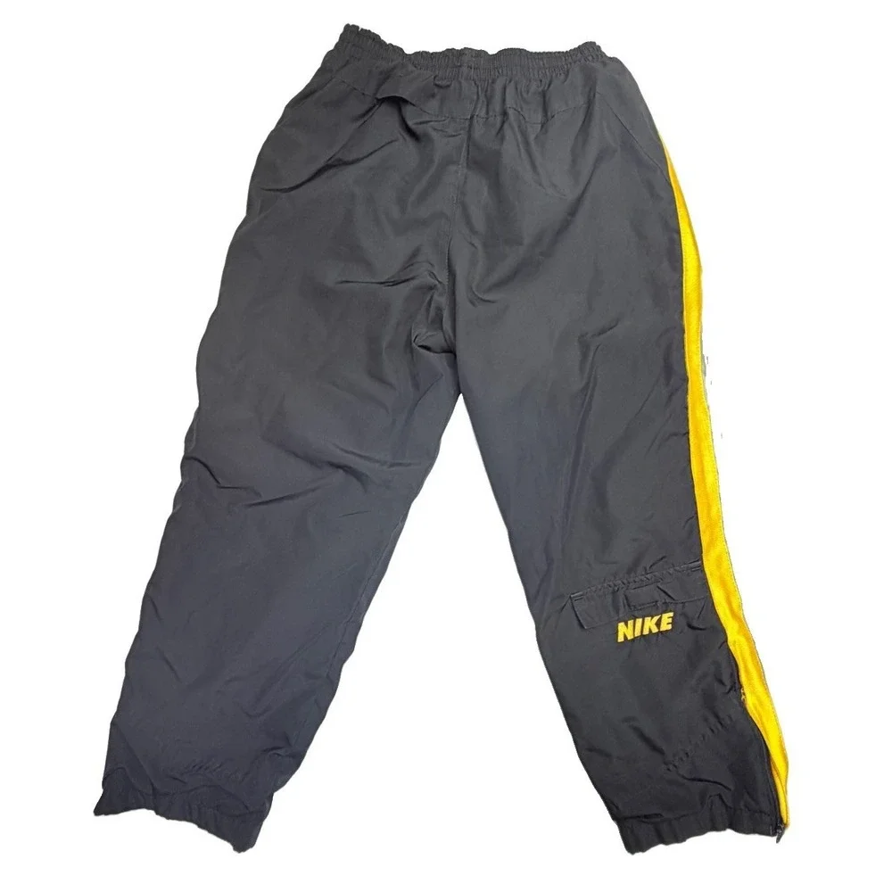 Vintage Y2K  2003 Nike Youth Size 7 Lined Cargo Track Pants Black Yellow